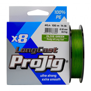 Шнур плетеный ProJig X8 Long Cast, хаки (0,10 мм, ..