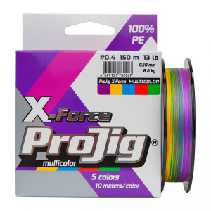 Шнур плетеный ProJig X-Force Multicolor, разноцвет..